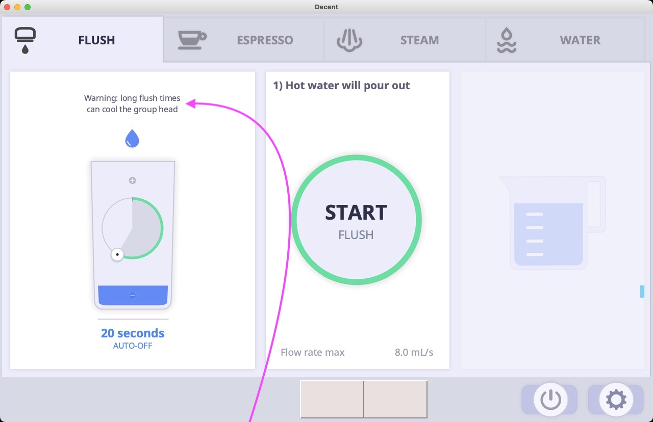 Flush to cool the group head